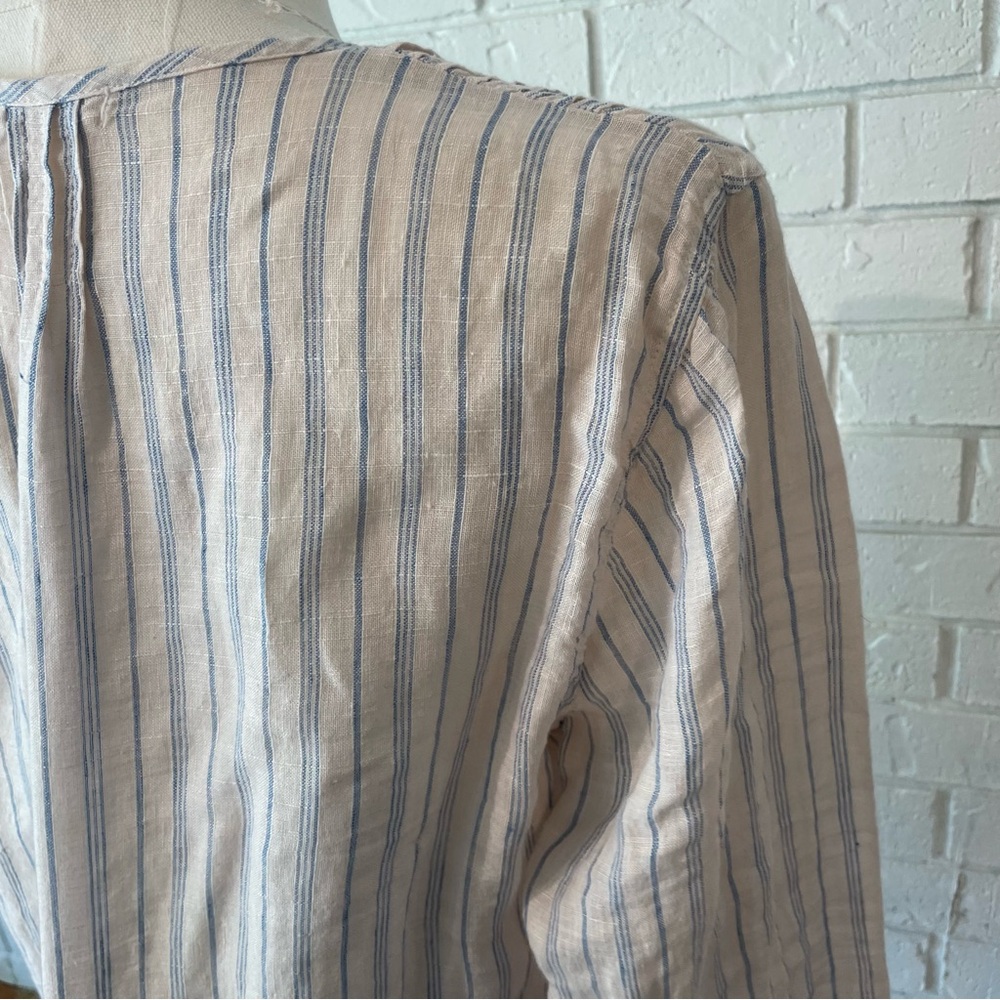 CP shades 100% Linen Blue Striped Tunic Small - Picture 9 of 12
